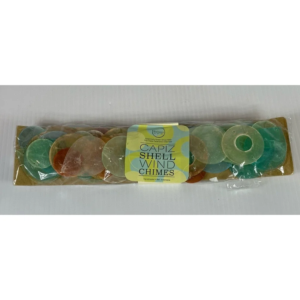 HANDMADE BALIZEN CAPIZ SHELL‎ WIND CHIMES MIXED COLORS FAIR TRADE FEDERATION
